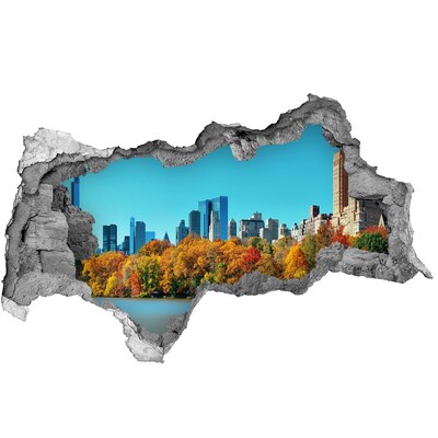 Zelfklevende 3D wandsticker illusie De herfst in New York