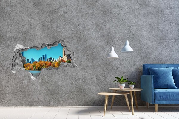 Zelfklevende 3D wandsticker illusie De herfst in New York
