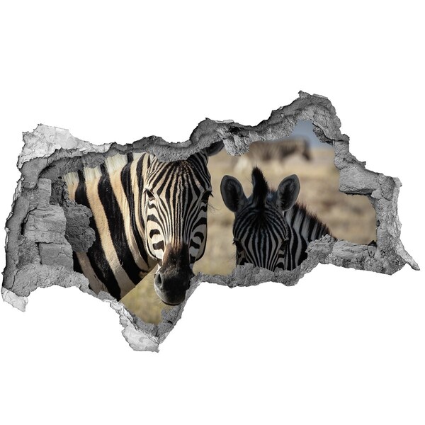 Zelfklevende 3D wandsticker illusie Zebra's in hun natuurlijke leefomgeving