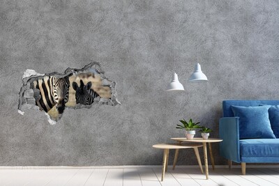 Zelfklevende 3D wandsticker illusie Zebra's in hun natuurlijke leefomgeving