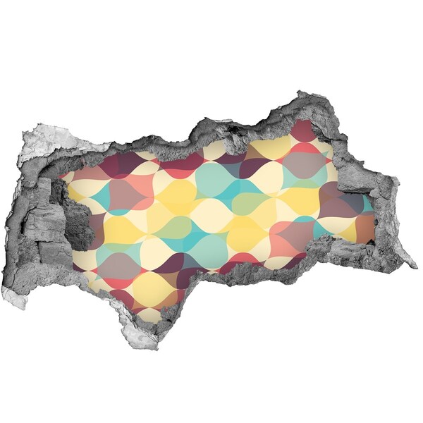 Wandsticker 3D doorkijk Kleurrijke golven op de muur