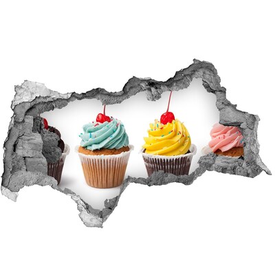 Zelfklevende 3D wandsticker illusie Heerlijke cupcakes bij een klein, onopvallend zaakje.