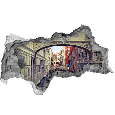 3D muursticker gescheurde muur Venetië in het gat