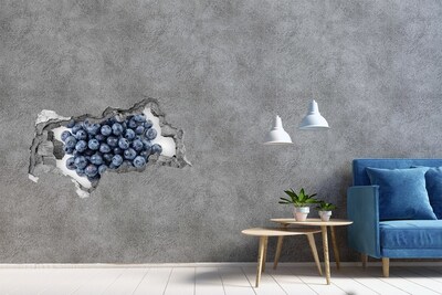 3D sticker gat in stenen muur Bosbessen in een gat in de muur