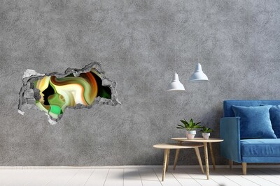 3D sticker gat in stenen muur Kleurrijke steen in een gat in de muur