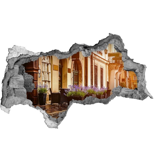 3D sticker gat in stenen muur Een charmant hoekje met lavendel