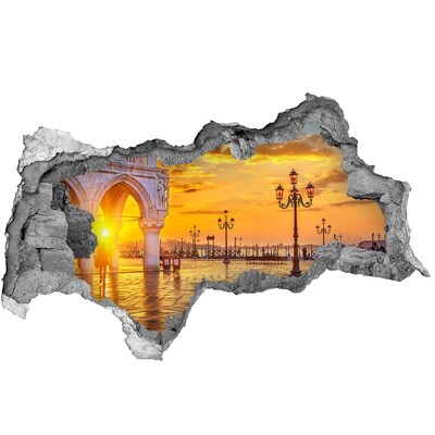 3D muursticker gescheurde muur Zonsondergang in Venetië