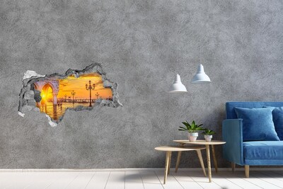 3D muursticker gescheurde muur Zonsondergang in Venetië