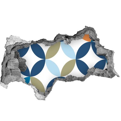 Wandsticker 3D doorkijk Een modern patroon op de muurachtergrond.