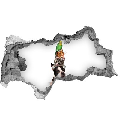 Wandsticker 3D doorkijk Dieren Vriendschapstoren