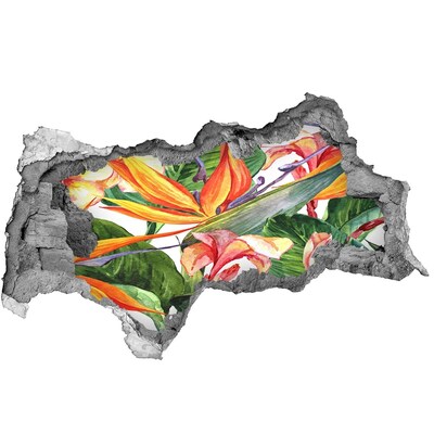 3D sticker gat in stenen muur Tropisch paradijs achter de muur