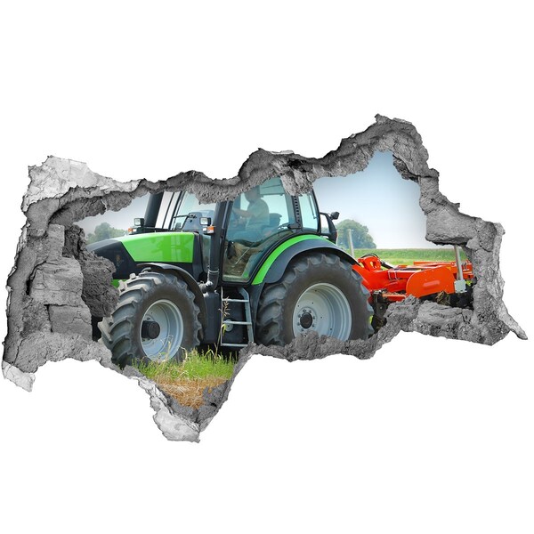 Zelfklevende 3D wandsticker illusie Tractor in actie