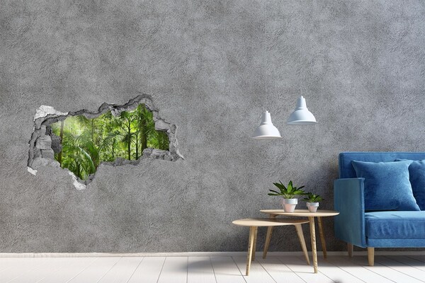 3D sticker gat in stenen muur Tropische jungle achter de muur