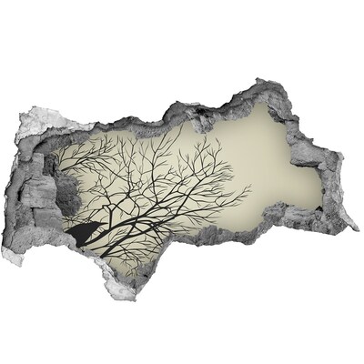 Wandsticker 3D doorkijk Dood bos achter de verwoeste muur