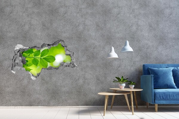 Zelfklevende 3D wandsticker illusie Een groene oase in beton.