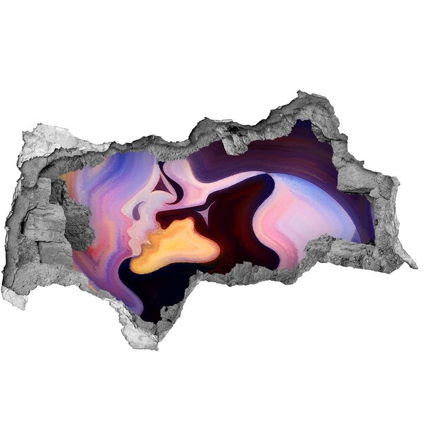 3D sticker gat in stenen muur Sensuele gezichten van de liefde