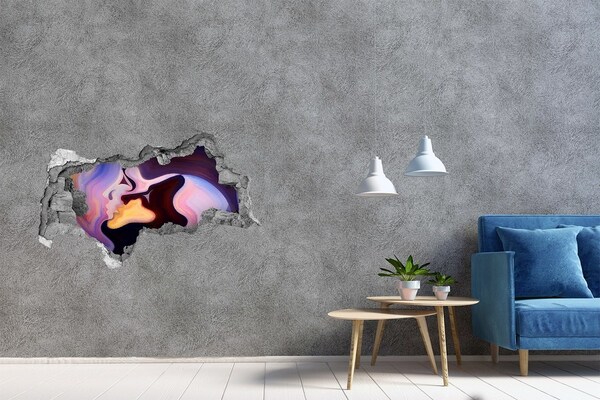 3D sticker gat in stenen muur Sensuele gezichten van de liefde