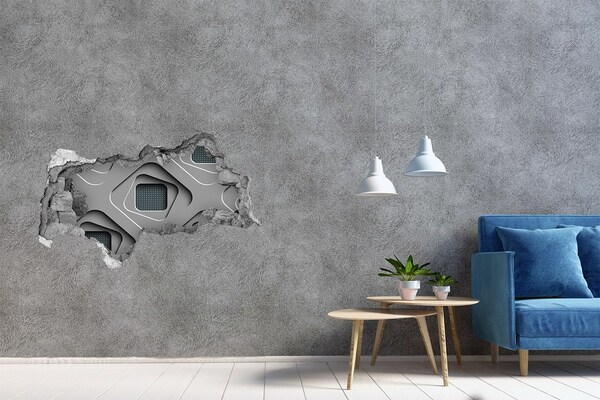 Wandsticker 3D doorkijk Modern ontwerp in beton