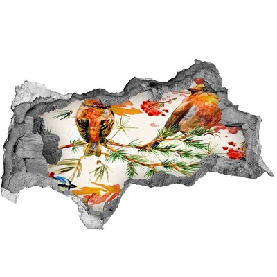 Zelfklevende 3D wandsticker illusie Vogels in een boslandschap