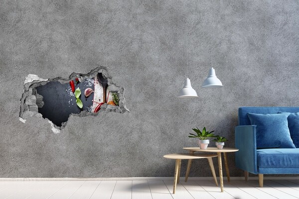 3D muursticker gescheurde muur Een keuken vol smaak