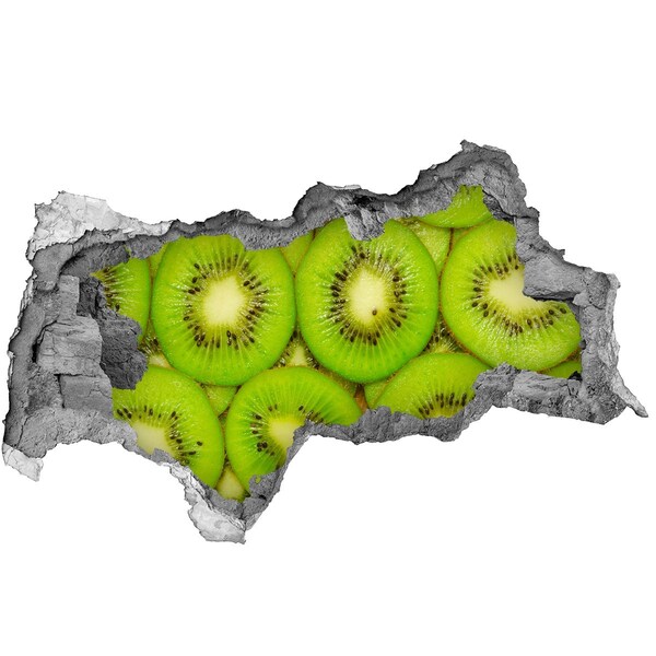 3D sticker gat in stenen muur Kiwi-stukken aan de muur