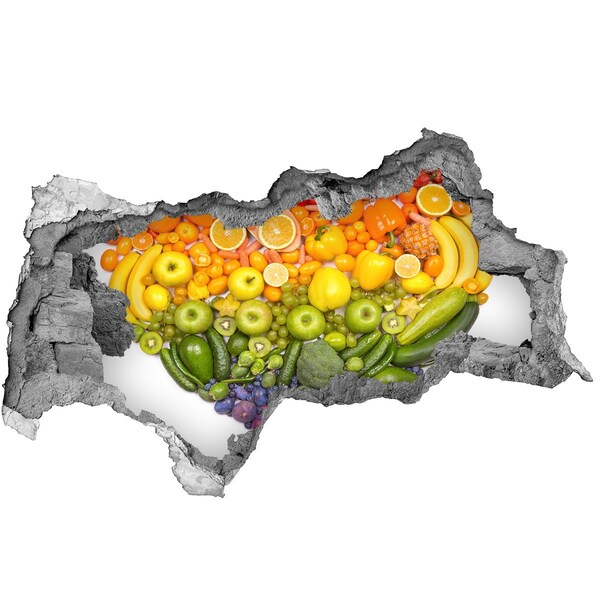 Wandsticker 3D doorkijk Een fruitig paradijsje, verscholen in de muren.