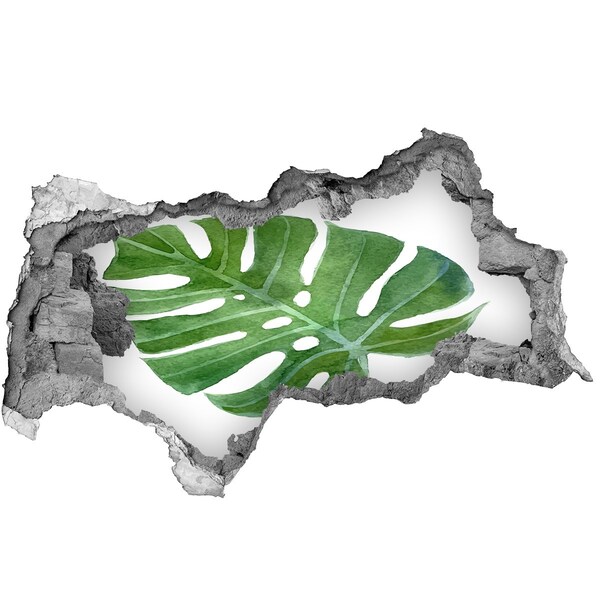 3D muursticker gescheurde muur Groene monstera in beton