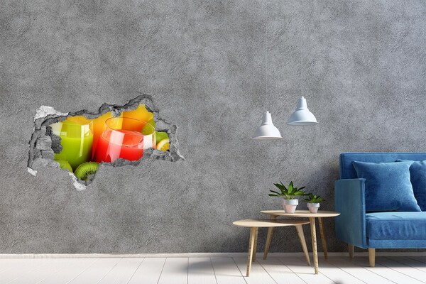 3D muursticker gescheurde muur Verfrissende cocktails in de tropen