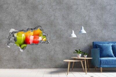 3D muursticker gescheurde muur Verfrissende cocktails in de tropen