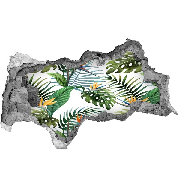 3D sticker gat in stenen muur Tropisch paradijs achter de muur