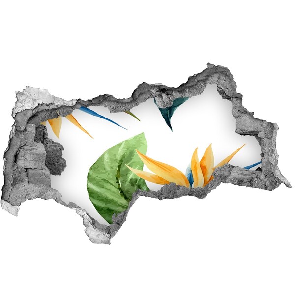 3D muursticker gescheurde muur Tropisch paradijs achter de muur