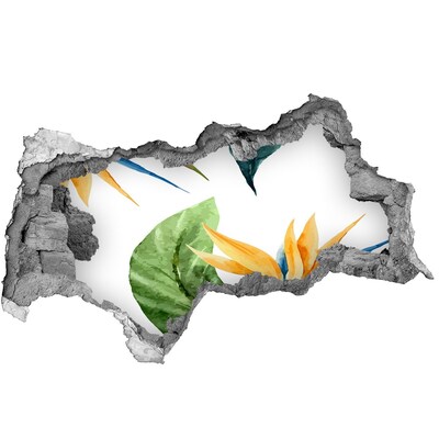 3D muursticker gescheurde muur Tropisch paradijs achter de muur