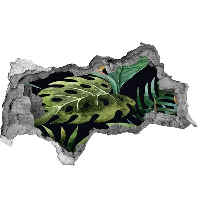 Wandsticker 3D doorkijk Tropische jungle achter de muur