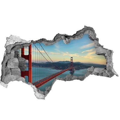 3D sticker gat in stenen muur De Golden Gate Bridge in San Francisco