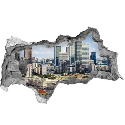 Zelfklevende 3D wandsticker illusie Uitzicht op de moderne stad