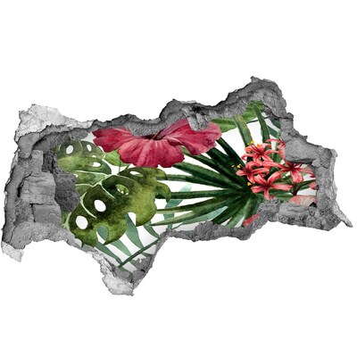 3D sticker gat in stenen muur Een verborgen tropische tuin