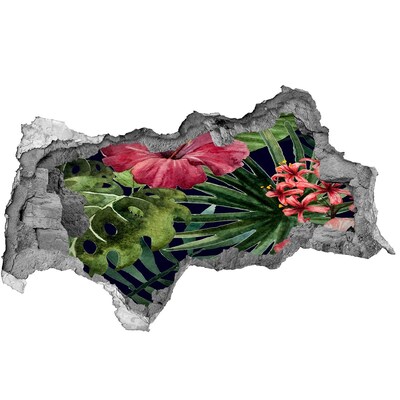 Zelfklevende 3D wandsticker illusie Tropisch paradijs achter de muur