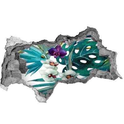 3D muursticker gescheurde muur Een verborgen tropische tuin