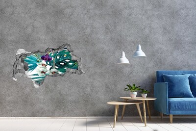 3D muursticker gescheurde muur Een verborgen tropische tuin