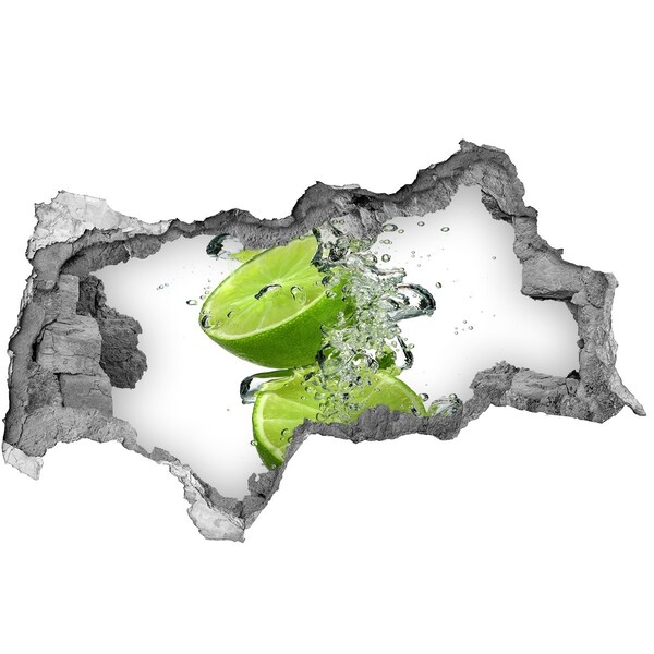 3D sticker gat in stenen muur Verfrissende citroencocktail