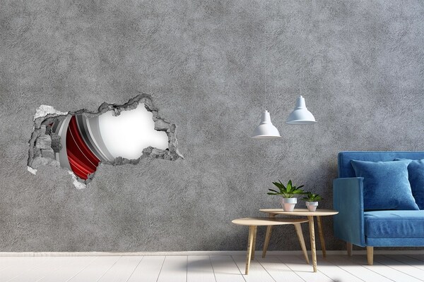 3D sticker gat in stenen muur Een beschadigde muur met een diepte-effect.