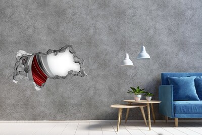 3D sticker gat in stenen muur Een beschadigde muur met een diepte-effect.