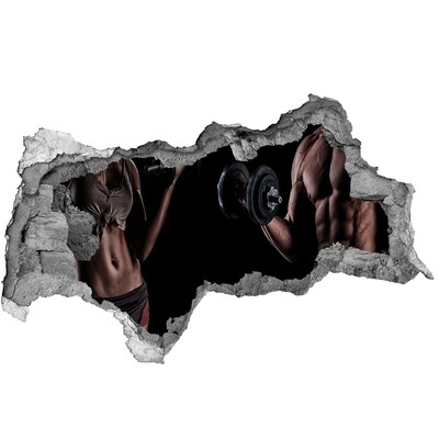 Zelfklevende 3D wandsticker illusie Fitnessruimte aan huis