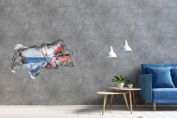 3D muursticker gescheurde muur Vaar over zee