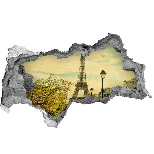 Zelfklevende 3D wandsticker illusie De Eiffeltoren in Parijs