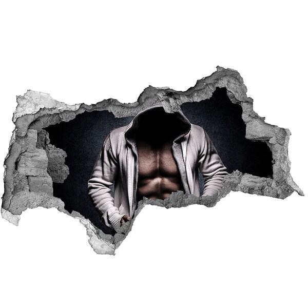 3D sticker gat in stenen muur Intensieve workout in urban stijl