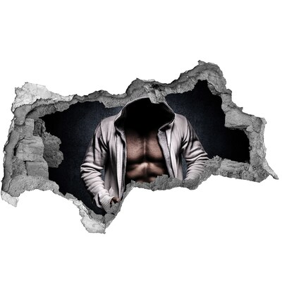 3D sticker gat in stenen muur Intensieve workout in urban stijl