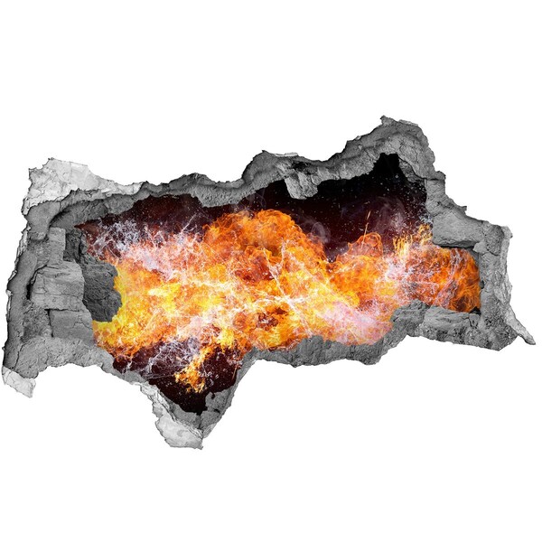 3D muursticker gescheurde muur Vuur in de muuropening