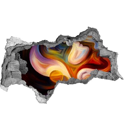 3D muursticker gescheurde muur Kleurrijk abstract landschap