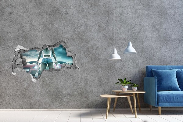 3D sticker gat in stenen muur Razende emoties